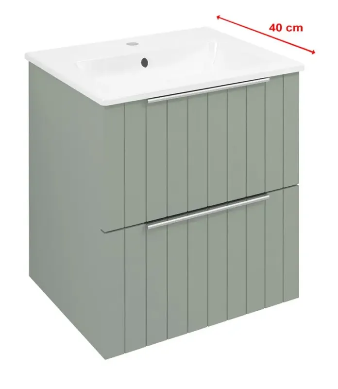 Snelle Levering Sapho Cirasa Compact badmeubel 50cm met groen ribbelfront en witte wastafel