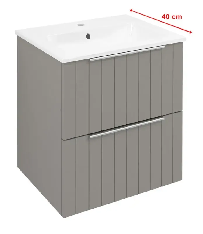 Speciale Aanbieding Sapho Cirasa Compact badmeubel 50cm met taupe ribbelfront en witte wastafel
