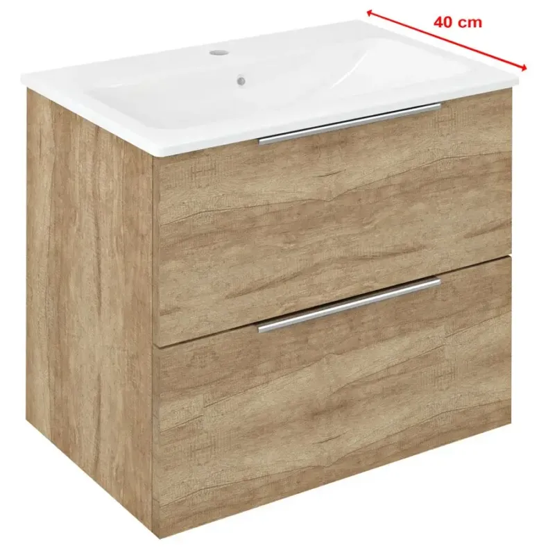 Bestel Nu Sapho Cirasa Compact badmeubel 60cm eiken met witte wastafel