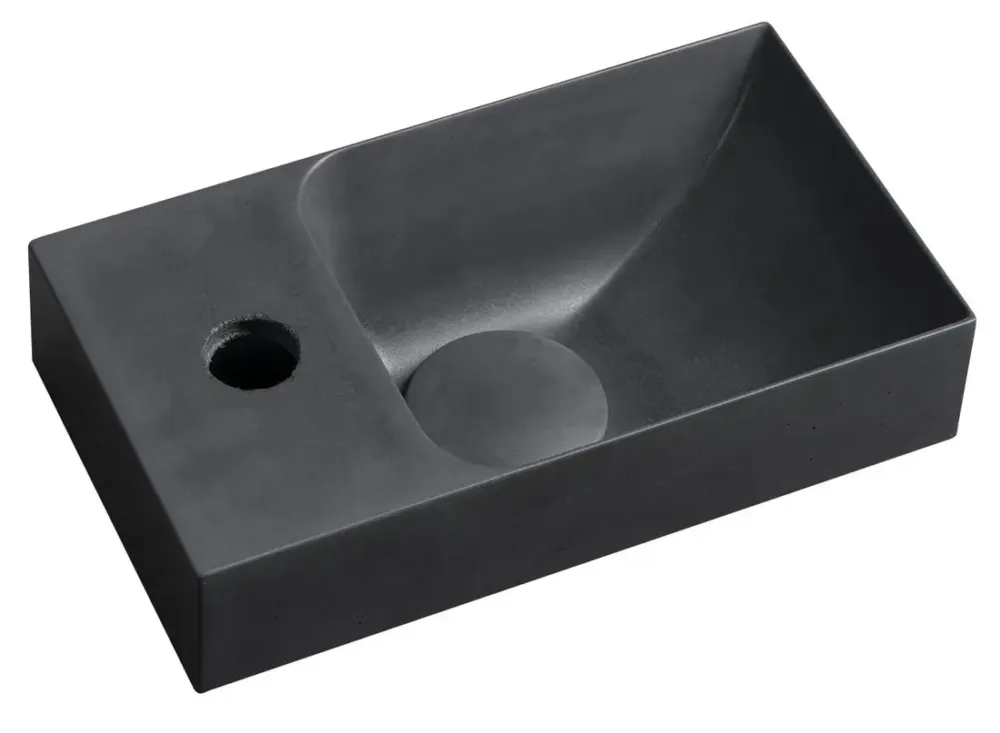Sapho Piccolino fontein beton kraangat links 31x17cm antraciet Laatste Versie
