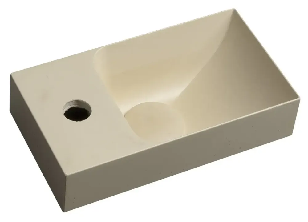 Sapho Piccolino fontein beton kraangat links 31x17cm geel Gecertificeerd