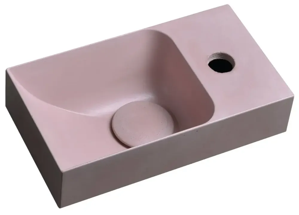 Sapho Piccolino fontein beton kraangat rechts 31x17cm roze Nu Kopen