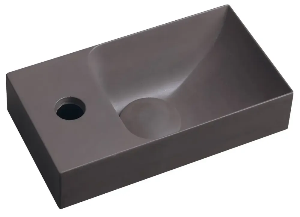 Merkproduct Sapho Piccolino fontein beton kraangat links 31x17cm donkerbruin