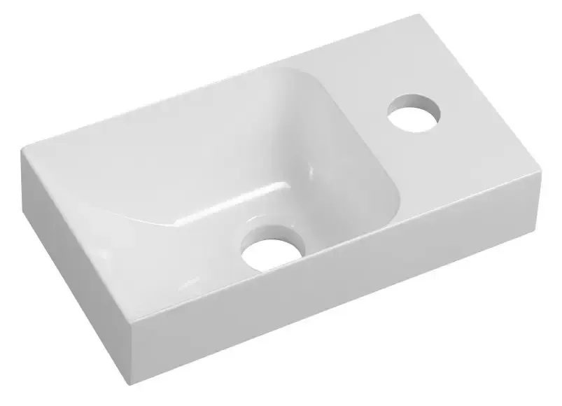 Sapho Piccolino fontein marmer kraangat rechts 31x17cm wit Merkproduct