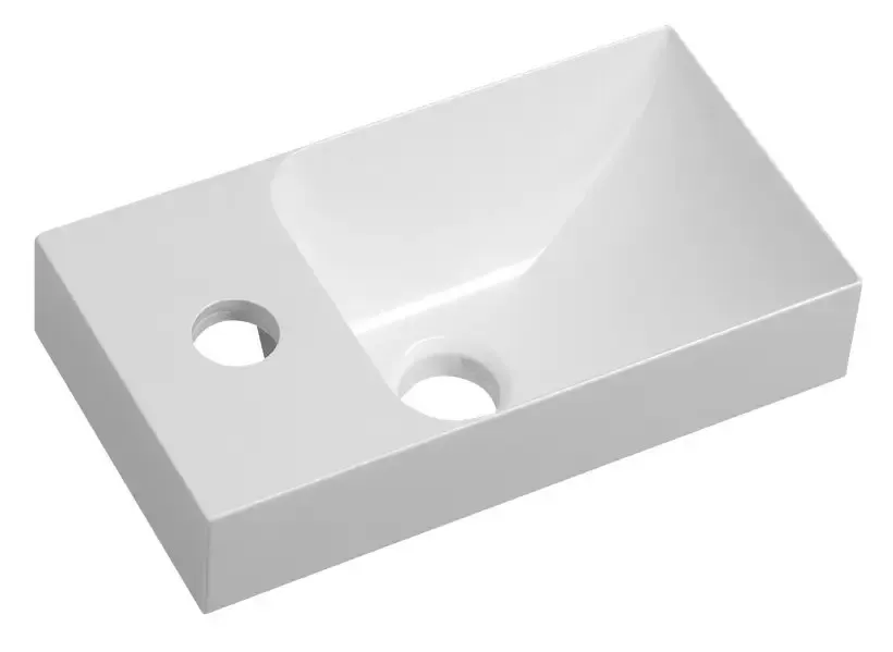 Must-Have Sapho Piccolino fontein marmer kraangat links 31x17cm wit