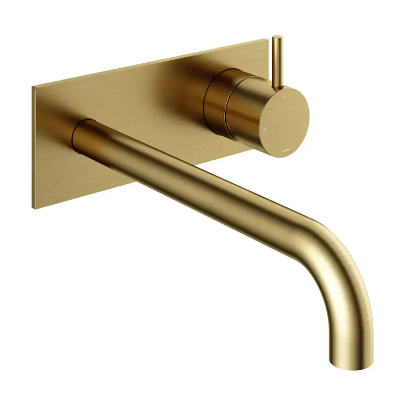 Gecertificeerd Hotbath Cobber inbouw wastafelkraan 25cm met plaat geborsteld messing PVD