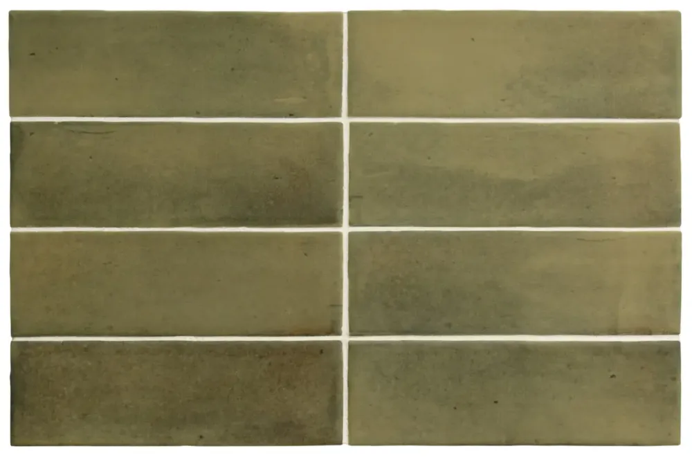 Veilige Betaling Tegelsample Jabo Premium Koko wandtegel 15x5cm olijfgroen mat
