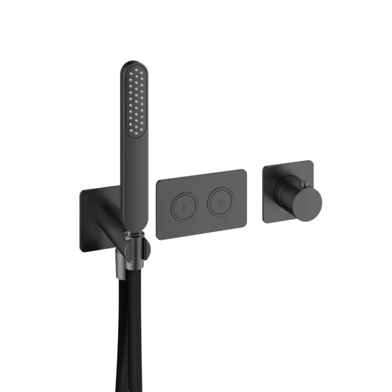 Hotbath Gal PB7071 afbouwdeel thermostaat met 2 pushbuttons gunmetal geborsteld PVD Fabrieksprijs