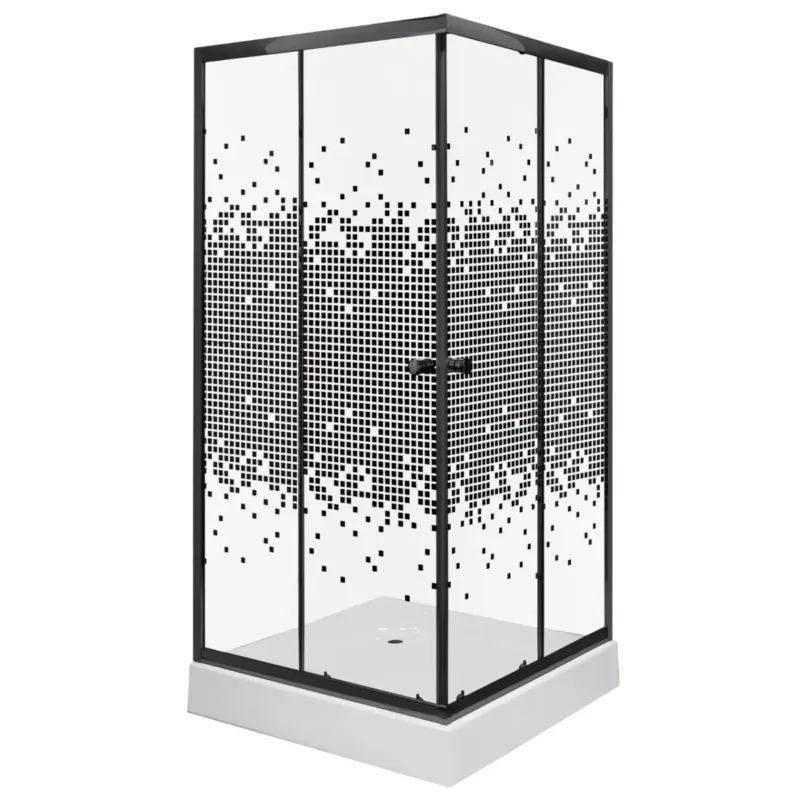 Kerra Pixel douchecabine vierkant 80x80cm zwart mat met douchebak Express Levering