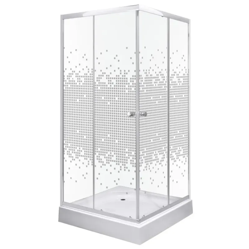 Kerra Pixel douchecabine vierkant 90x90cm chroom met douchebak Nieuw