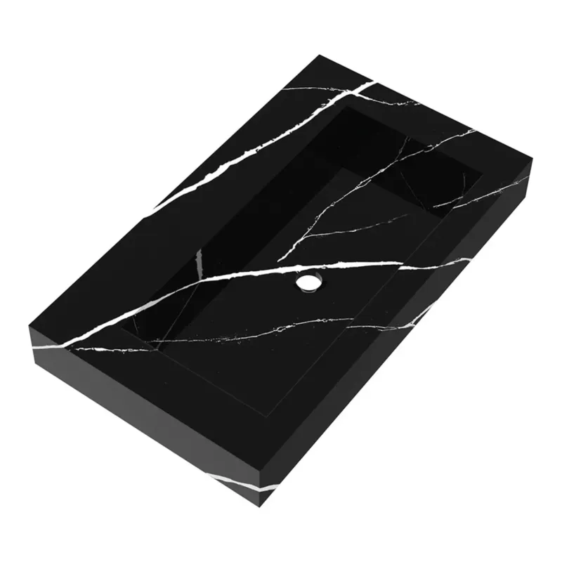 Snelle Levering Brauer Coral wastafel marmerlook 80cm zonder kraangat nero marquina