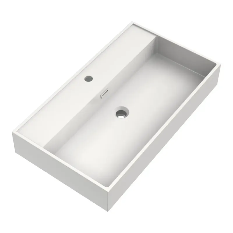 Betaalbaar Brauer Gravity enkele wastafel mineraalmarmer 80cm met kraangat wit glans