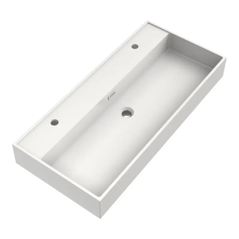 Beste Prijs Brauer Gravity enkele wastafel mineraalmarmer 100cm met 2 kraangaten wit glans