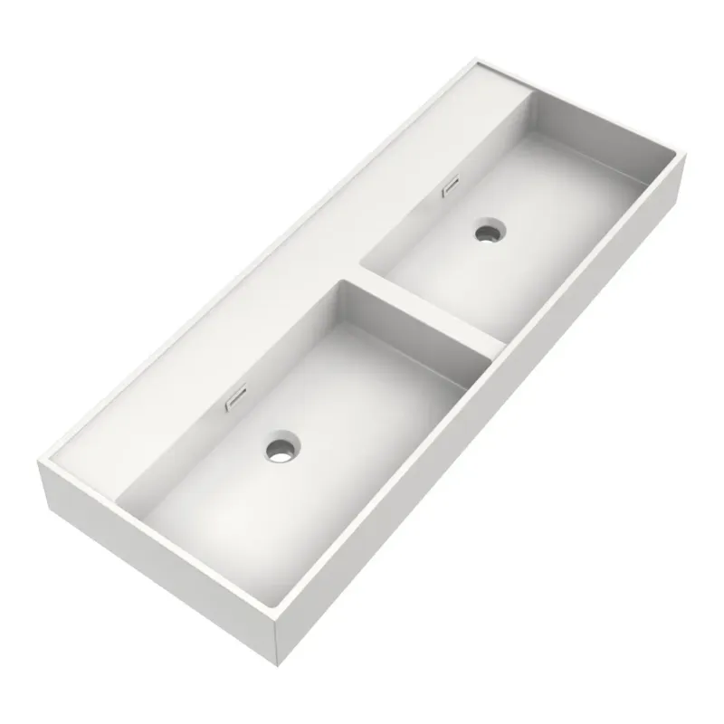 Bestseller Brauer Gravity dubbele wastafel mineraalmarmer 120cm zonder kraangat wit glans