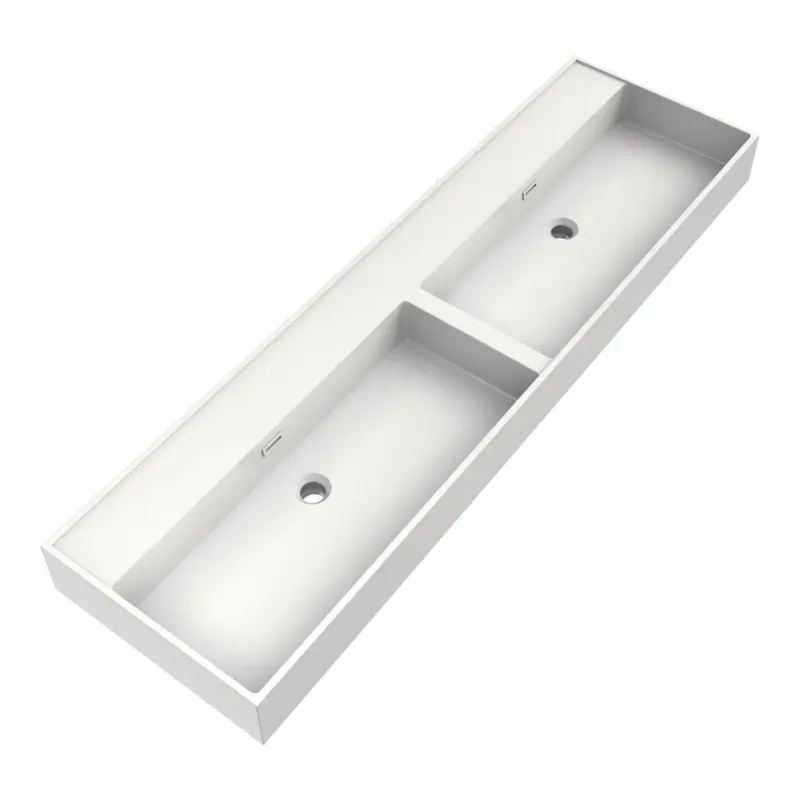 Beste Prijs Brauer Gravity dubbele wastafel mineraalmarmer 160cm zonder kraangat wit glans