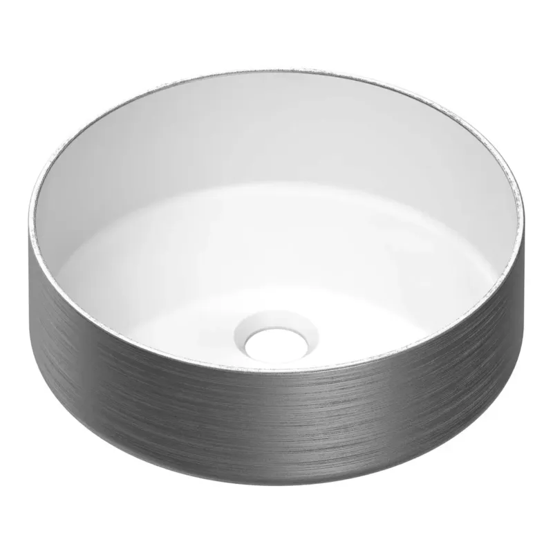 Betrouwbaar Brauer Circle waskom keramiek 36cm wit glans met zilveren buitenkant
