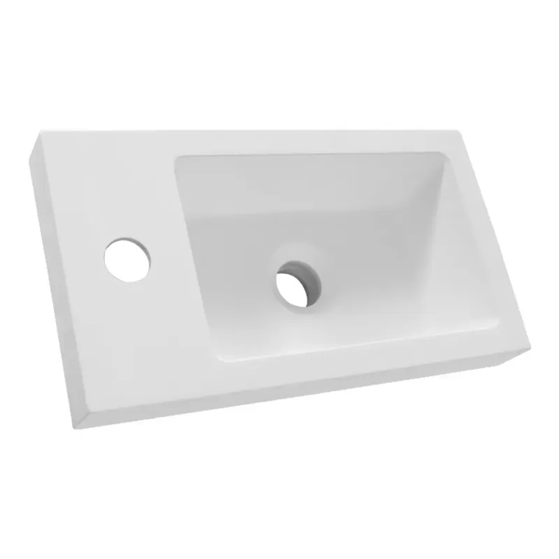 Alleen Vandaag Brauer Solar Medium fontein mineraalmarmer 40x22cm met kraangat wit glans