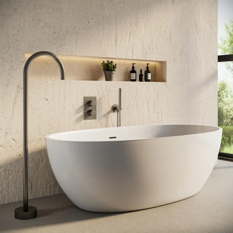 Saniclear Exclusive inbouw badkraan met vrijstaande uitloop RVS Dagaanbieding