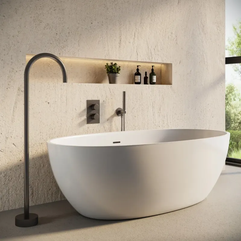 Dagaanbieding Saniclear Iron inbouw badkraan met vrijstaande uitloop verouderd ijzer - gunmetal