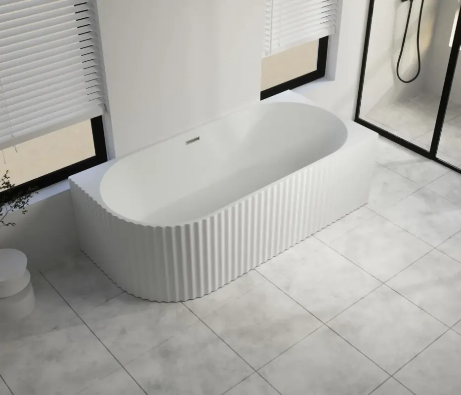 Badstuber Bali hoekbad met ribbel rechts 170x80cm wit Lage Kosten