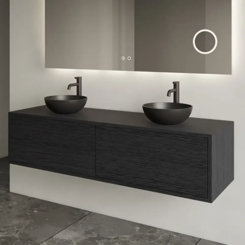Speciale Aanbieding Gliss Design Joa badmeubel met 2 lades 120cm black veneer
