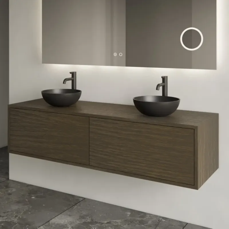 Rechtstreeks Van De Fabrikant Gliss Design Joa badmeubel met 2 lades 140cm charcoal