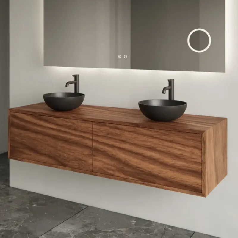 Hete Deal Gliss Design Joa badmeubel met 2 lades 160cm walnut