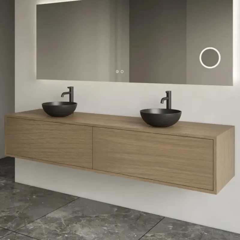 Lage Prijs Gliss Design Joa badmeubel met 2 lades 200cm ash grey