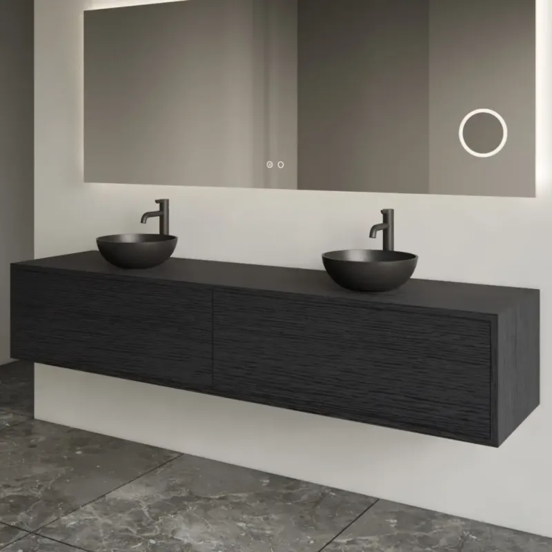 Gliss Design Joa badmeubel met 2 lades 200cm black veneer Beperkt Aanbod