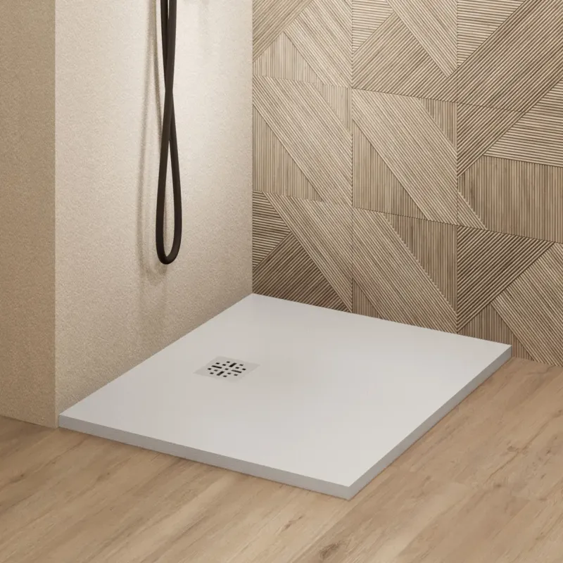 Direct Verzonden Saniclear Lino douchebak 90x90cm met stone finish wit