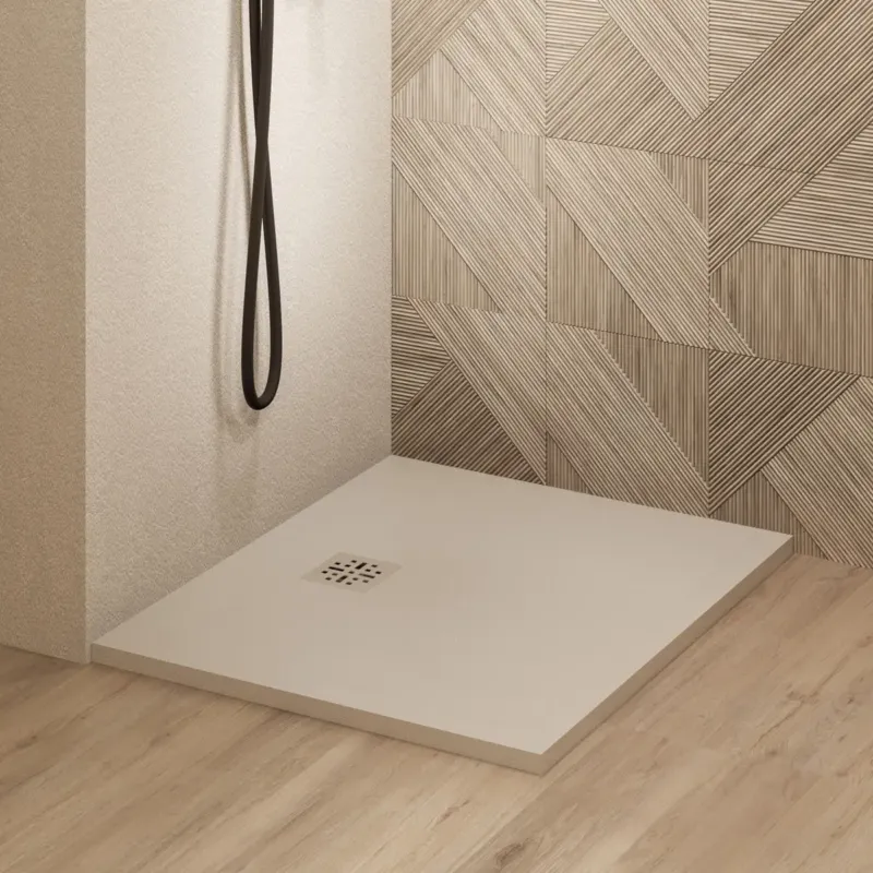 Saniclear Lino douchebak 90x90cm met stone finish cream Speciale Aanbieding