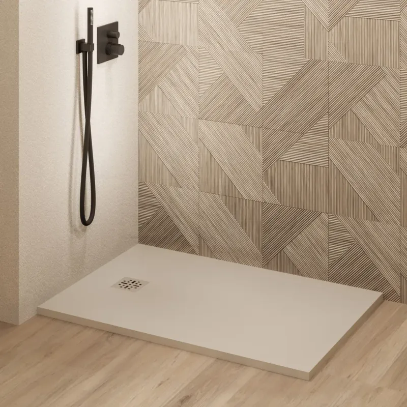 Finale Uitverkoop Saniclear Lino douchebak 100x90cm met stone finish cream