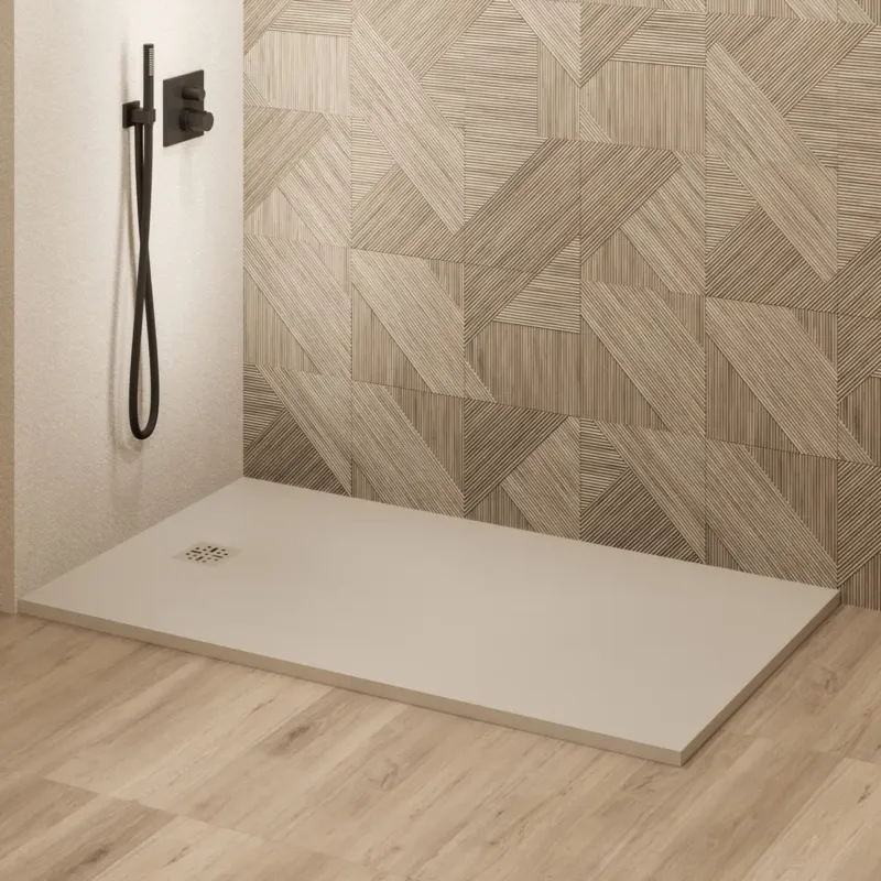 Saniclear Lino douchebak 160x90cm met stone finish cream Uitverkoop