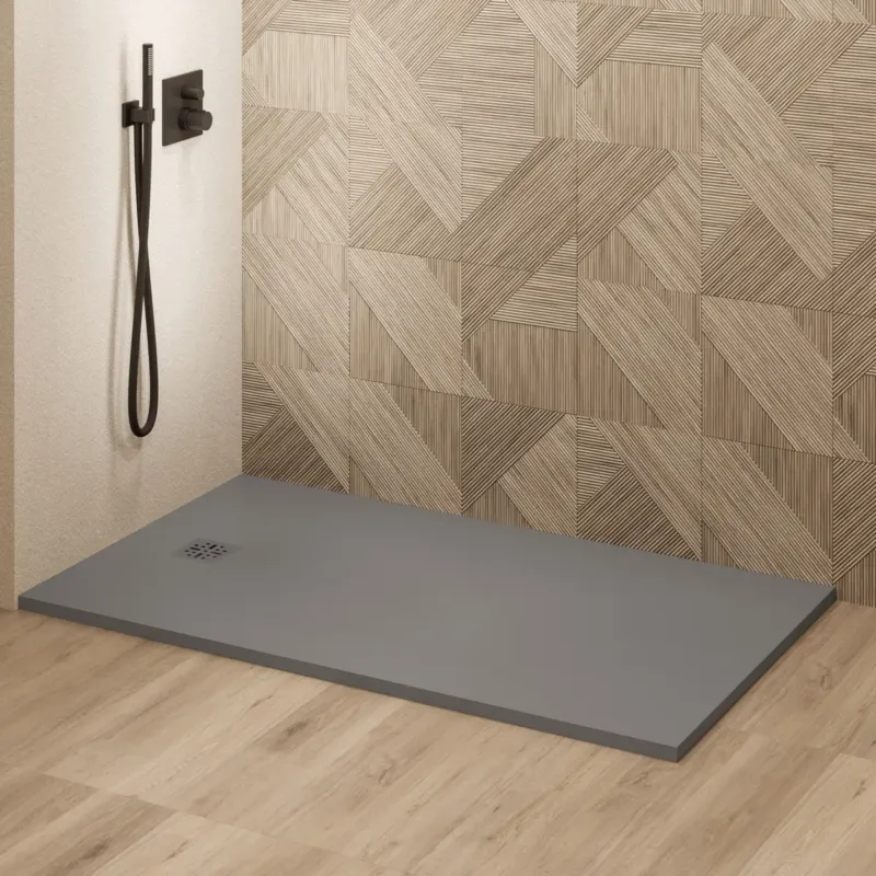 Favoriet Saniclear Lino douchebak 160x80cm met stone finish donkergrijs