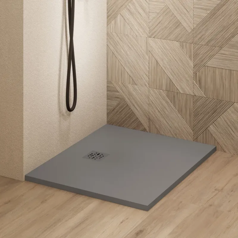 Saniclear Lino douchebak 90x90cm met stone finish donkergrijs Tijdelijk Beschikbaar