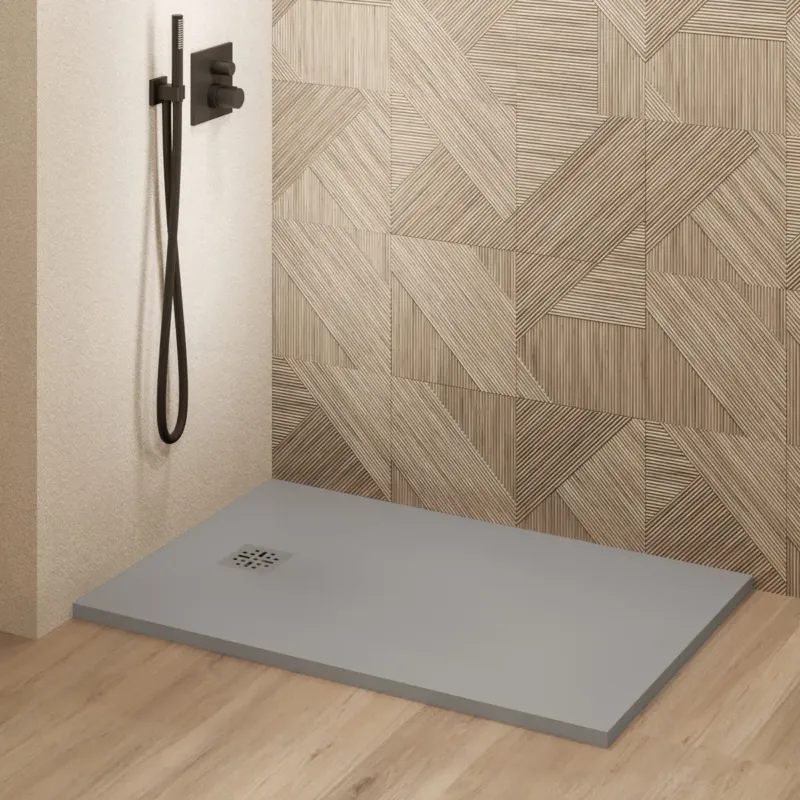Shop Nu Saniclear Lino douchebak 90x70cm met stone finish lichtgrijs