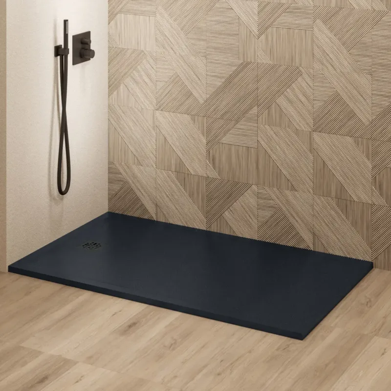 Gratis Retour Saniclear Lino douchebak 160x70cm met stone finish zwart