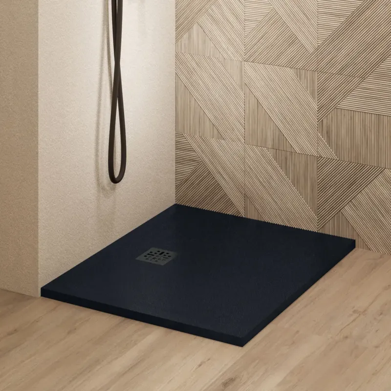 Gratis Retour Saniclear Lino douchebak 90x90cm met stone finish zwart
