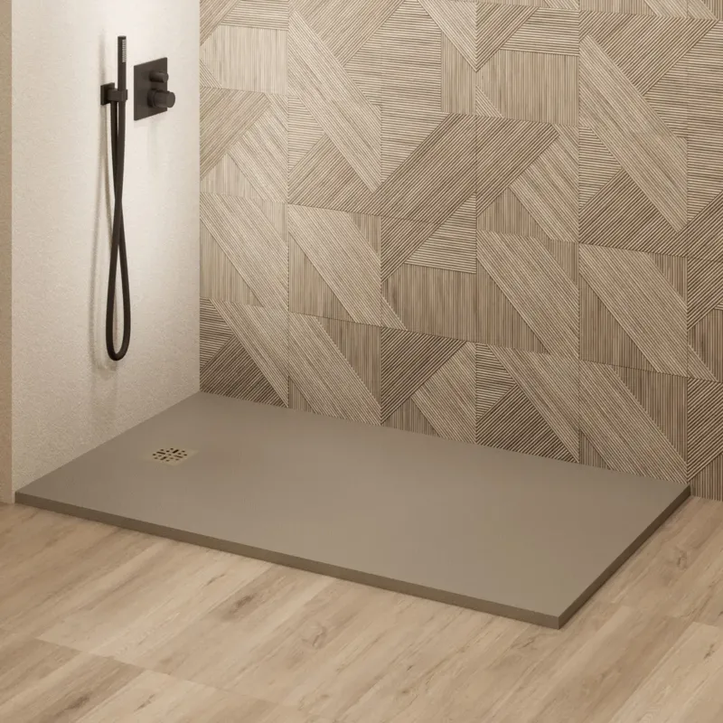 Actieprijs Saniclear Lino douchebak 160x90cm met stone finish cappuccino
