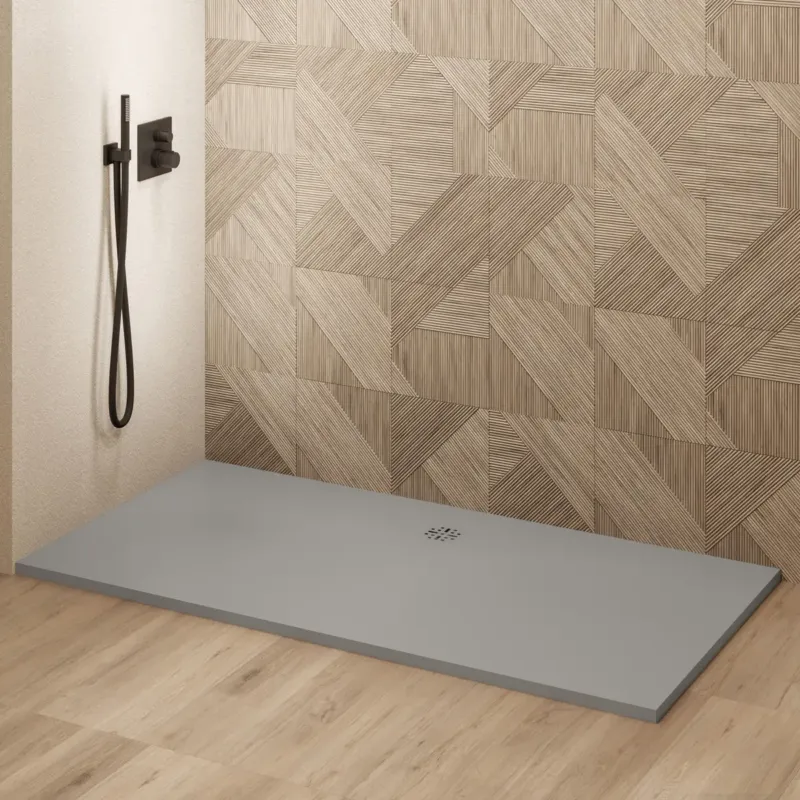 Speciale Aanbieding Saniclear Modo douchebak 180x80cm met stone finish lichtgrijs
