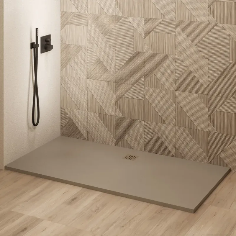 Goedkoop Saniclear Modo douchebak 180x70cm met stone finish cappuccino