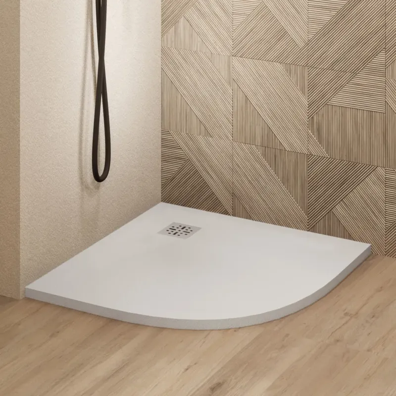 Saniclear Torno kwartronde douchebak 100x100cm met stone finish wit Alleen Vandaag