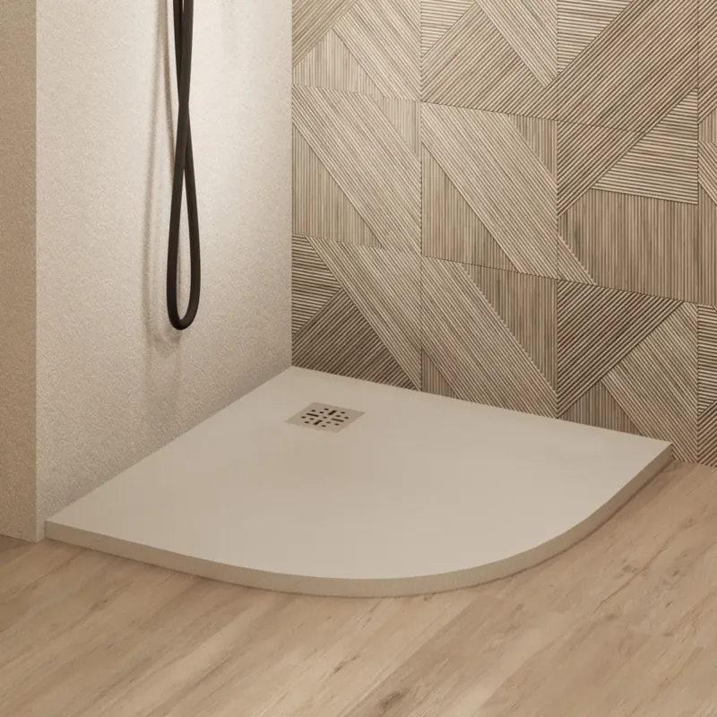 Saniclear Torno kwartronde douchebak 100x100cm met stone finish cream Laatste Kans