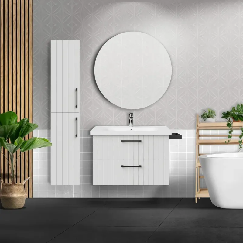 Flitsaanbieding SaniGoods Rangi badkamermeubel 80cm met 2 lades wit