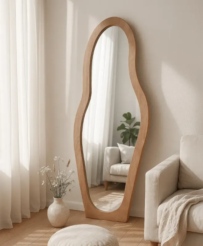 Livingfurn Olivia staande spiegel organisch 200cm naturel Actieprijs