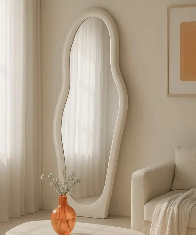 Weekendaanbieding Livingfurn Olivia staande spiegel organisch 200cm ivoor