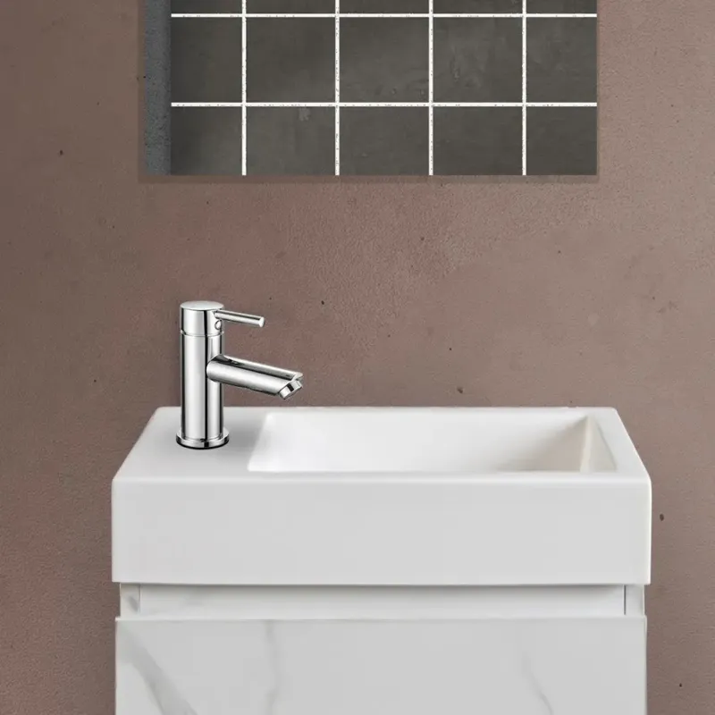 SaniGoods Mika fontein marmer met kraangat 40x22.5x10cm wit Veilige Betaling