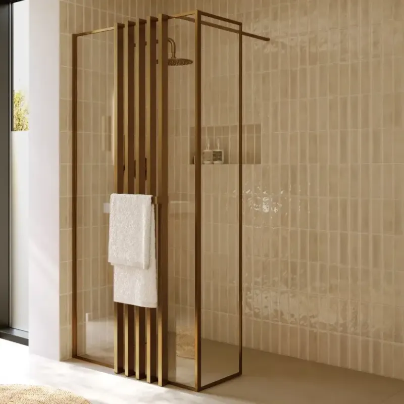 Uitverkoop Riho Define inloopdouche l-vorm met decopaneel 100x40x200cm koper mat