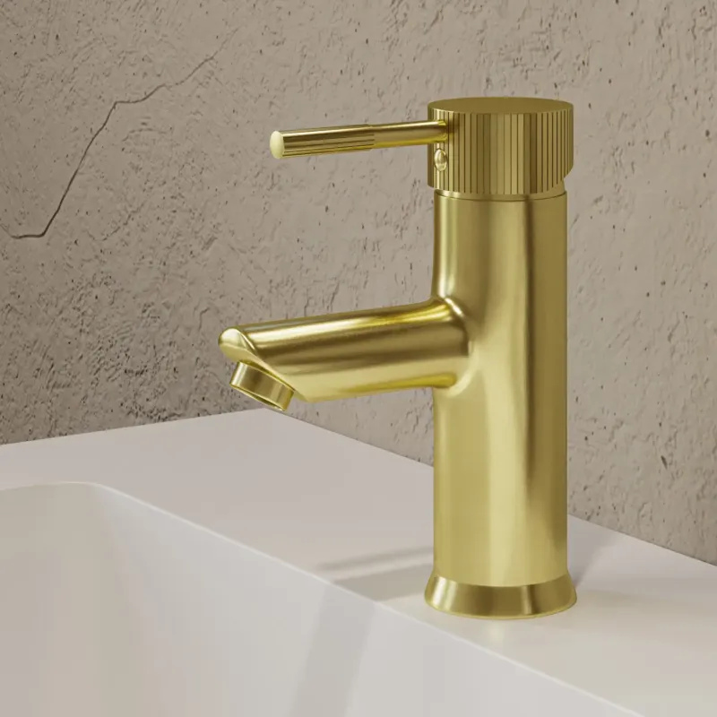 Aanbieding Saniclear Brass Stripes wastafelkraan geborsteld messing - mat goud