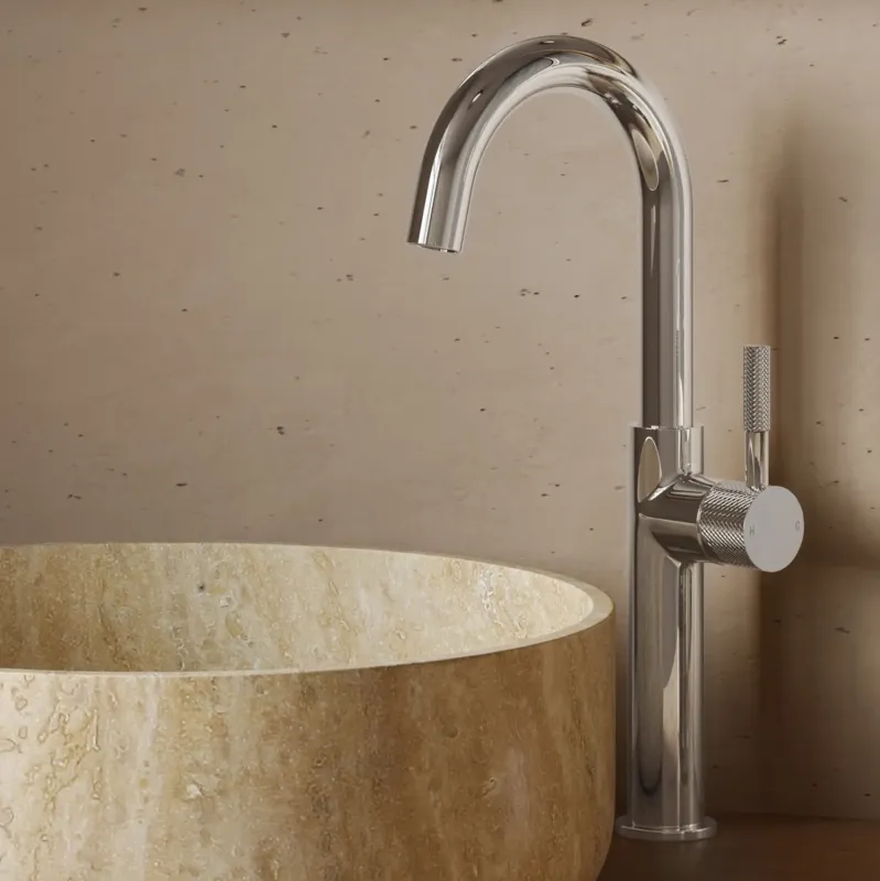 Superprijs Saniclear Highriser Curved wastafelkraan chroom